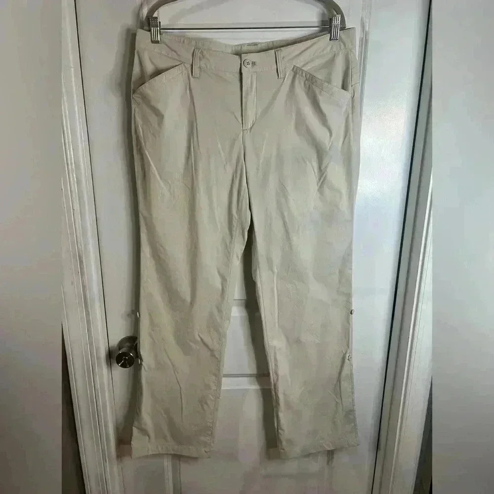 Eddie Bauer Women’s Khaki Roll Up Outdoor Light Stretchy Hiking Pants - Size 14
